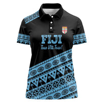 Fiji Rugby 2025 Custom Women Polo Shirt Fijian Tapa Toso Viti Toso - Black LT14 Female Black - Polynesian Pride