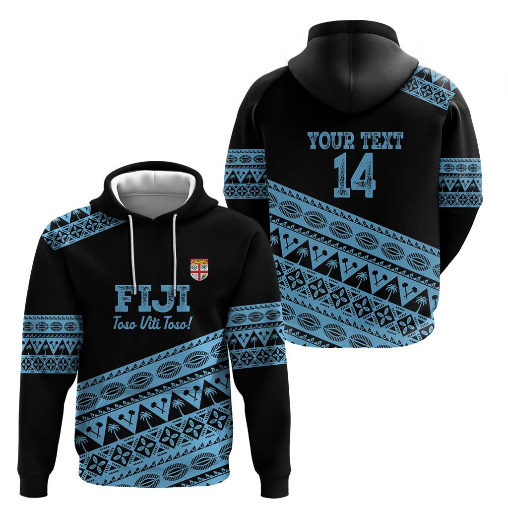 Fiji Rugby 2025 Custom Zip Hoodie Fijian Tapa Toso Viti Toso - Black LT14 - Polynesian Pride
