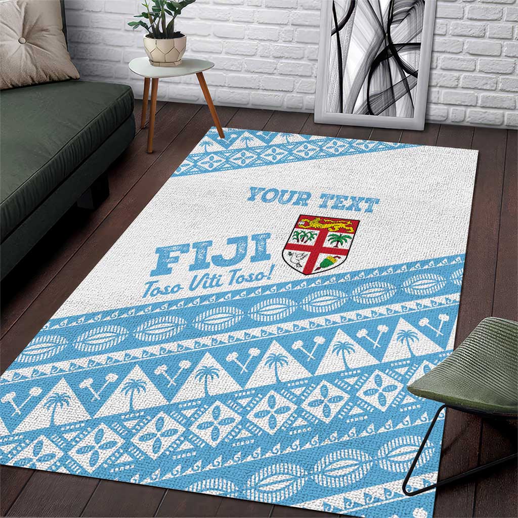 Fiji Rugby 2025 Custom Area Rug Fijian Tapa Toso Viti Toso - White LT14 White - Polynesian Pride