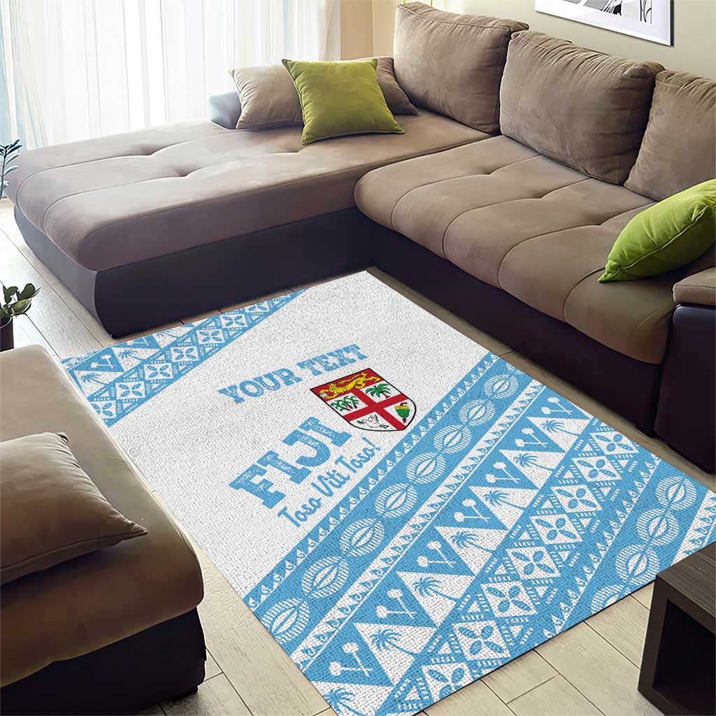 Fiji Rugby 2025 Custom Area Rug Fijian Tapa Toso Viti Toso - White LT14 - Polynesian Pride