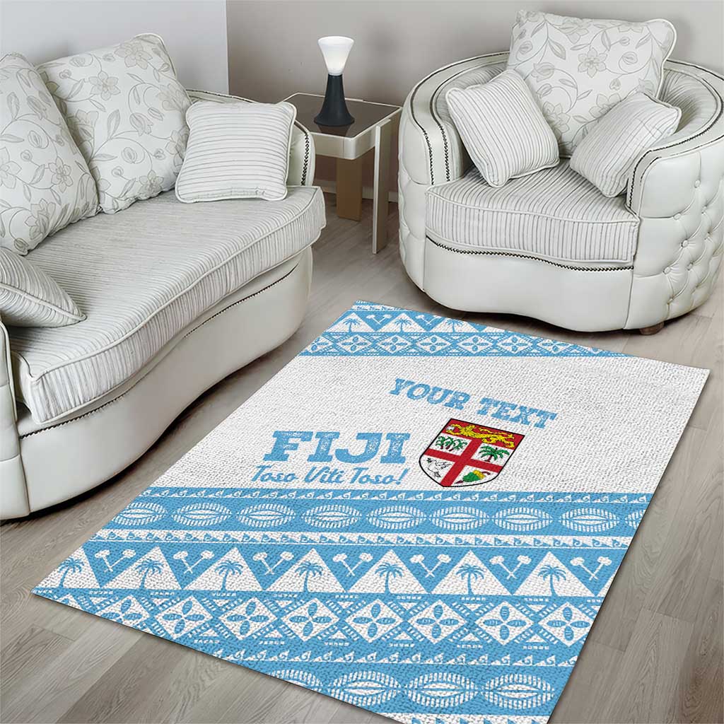 Fiji Rugby 2025 Custom Area Rug Fijian Tapa Toso Viti Toso - White LT14 - Polynesian Pride