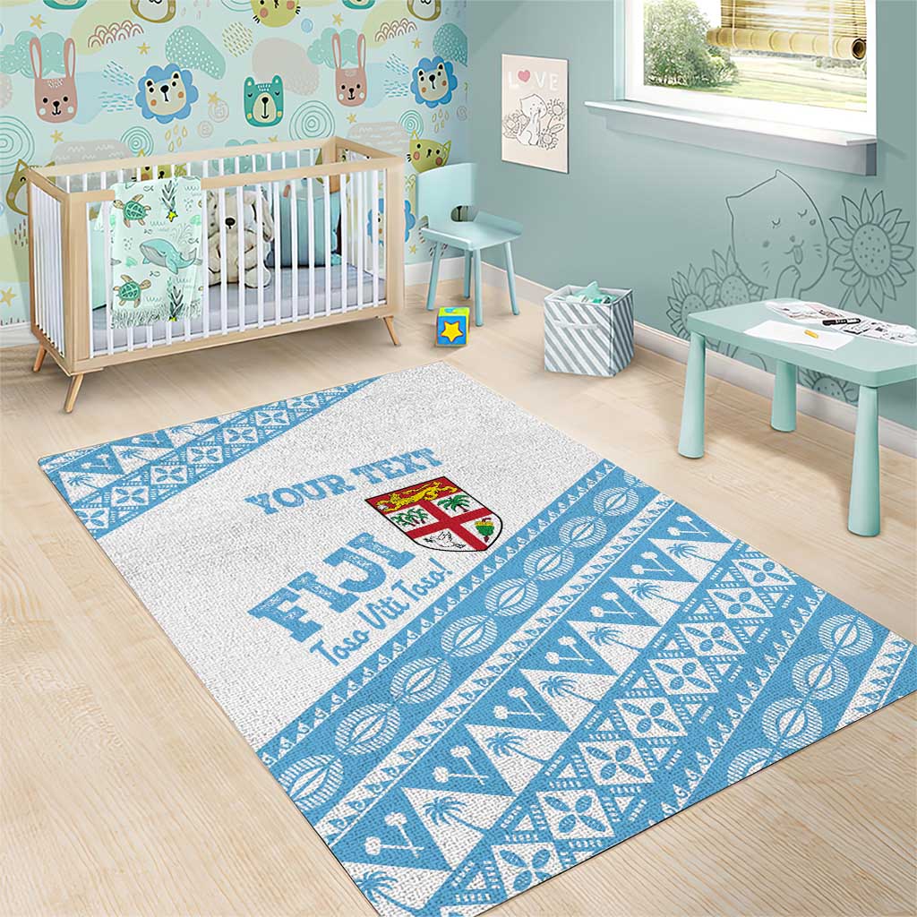 Fiji Rugby 2025 Custom Area Rug Fijian Tapa Toso Viti Toso - White LT14 - Polynesian Pride