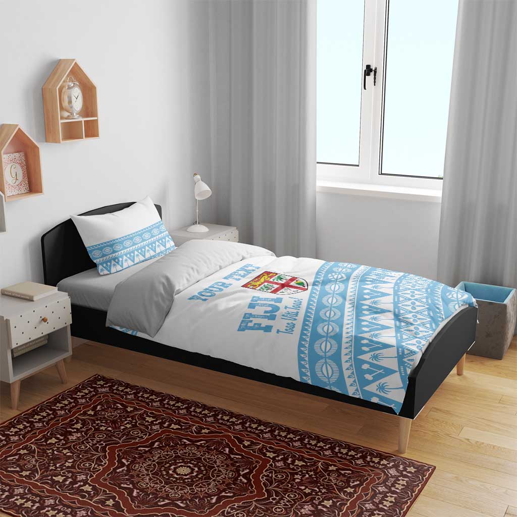 Fiji Rugby 2025 Custom Bedding Set Fijian Tapa Toso Viti Toso - White