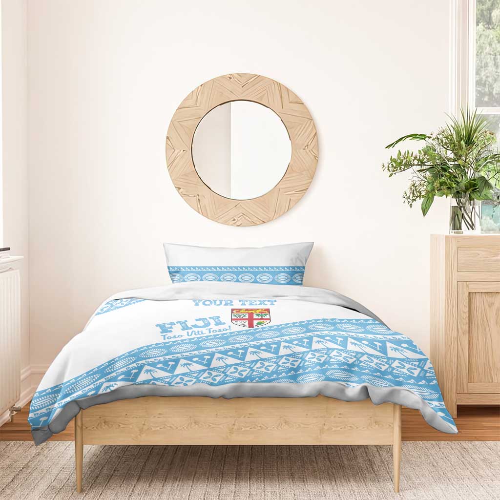 Fiji Rugby 2025 Custom Bedding Set Fijian Tapa Toso Viti Toso - White