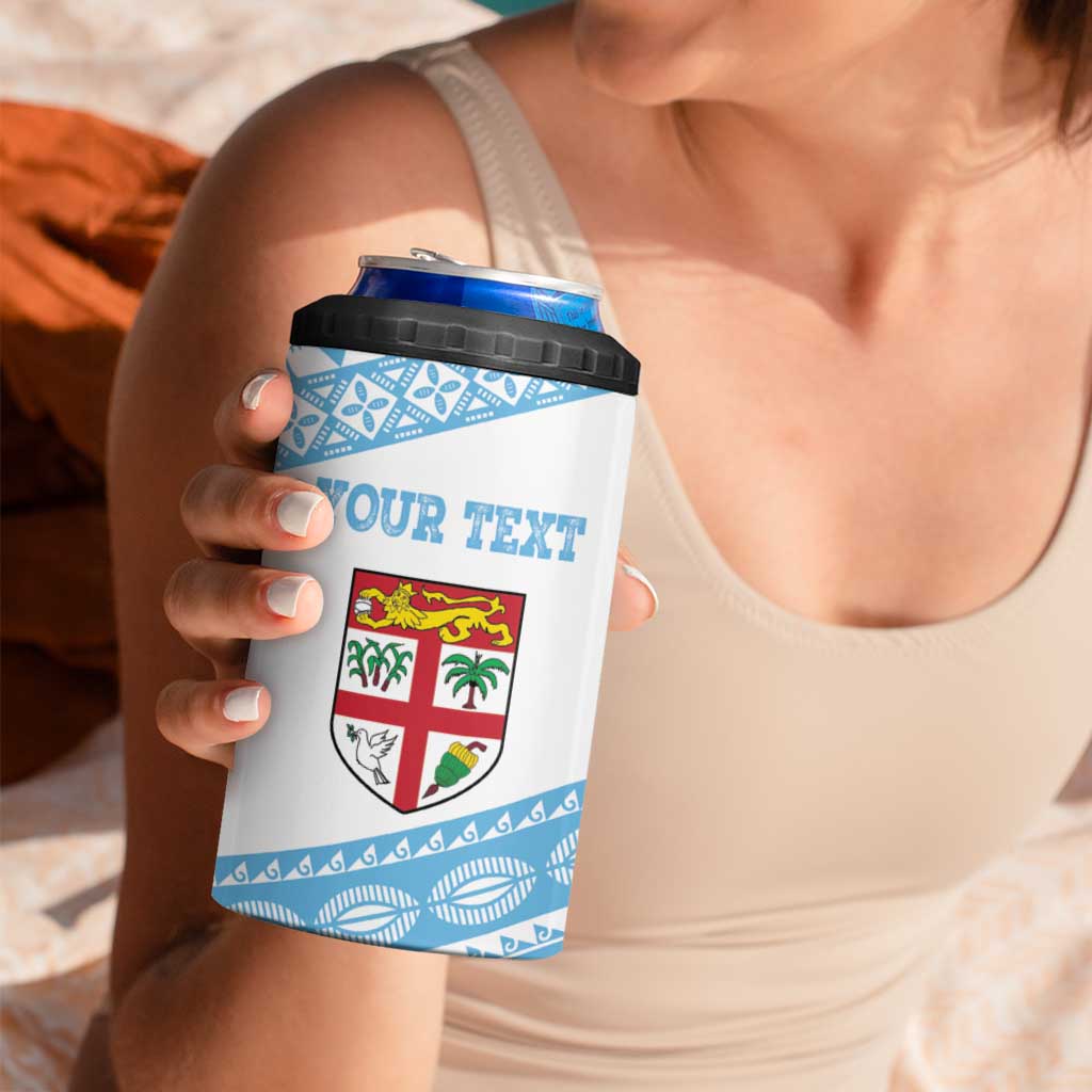 Fiji Rugby 2025 Custom 4 in 1 Can Cooler Tumbler Fijian Tapa Toso Viti Toso - White LT14 - Polynesian Pride