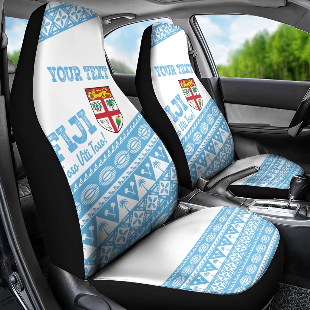 Fiji Rugby 2025 Custom Car Seat Cover Fijian Tapa Toso Viti Toso - White LT14 - Polynesian Pride