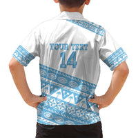 Fiji Rugby 2025 Custom Family Matching Long Sleeve Bodycon Dress and Hawaiian Shirt Fijian Tapa Toso Viti Toso - White LT14 - Polynesian Pride