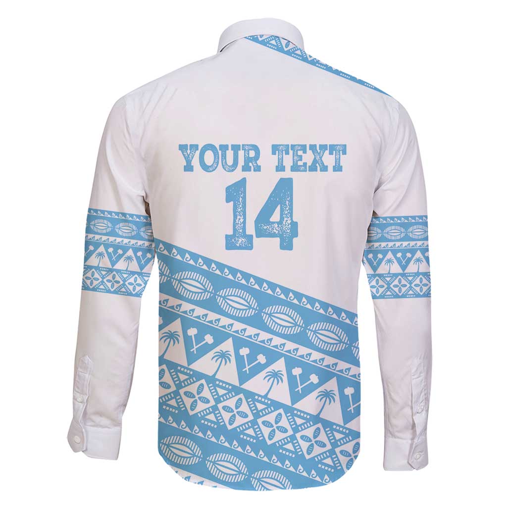 Fiji Rugby 2025 Custom Family Matching Long Sleeve Bodycon Dress and Hawaiian Shirt Fijian Tapa Toso Viti Toso - White LT14 - Polynesian Pride