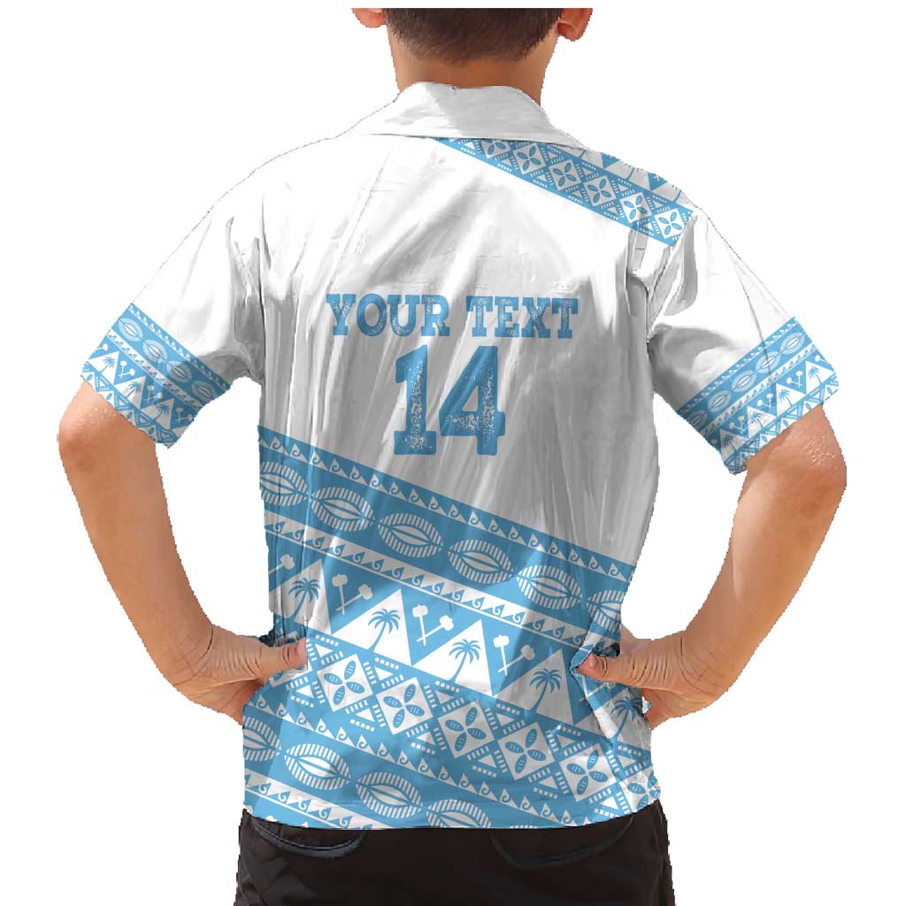 Fiji Rugby 2025 Custom Family Matching Mermaid Dress and Hawaiian Shirt Fijian Tapa Toso Viti Toso - White LT14 - Polynesian Pride