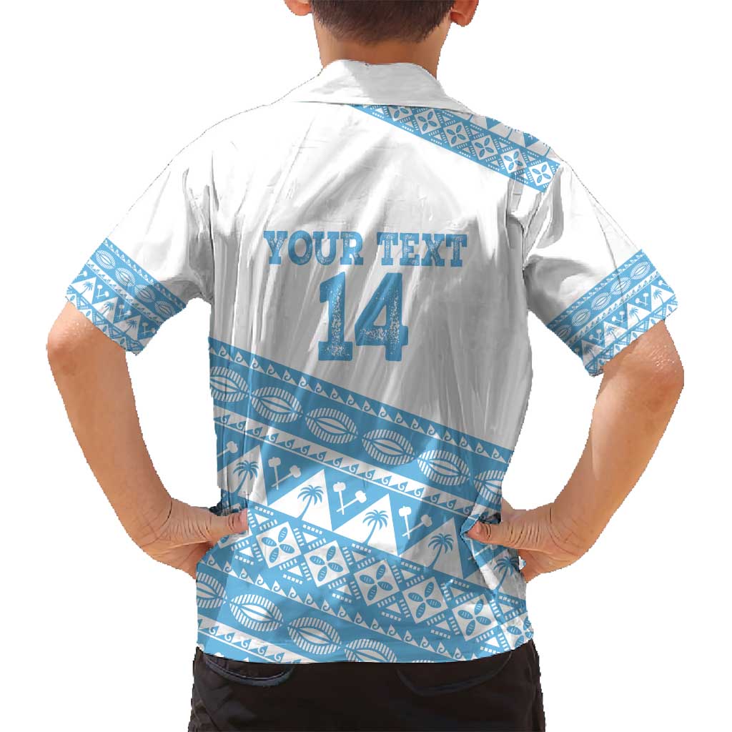 Fiji Rugby 2025 Custom Family Matching Off Shoulder Maxi Dress and Hawaiian Shirt Fijian Tapa Toso Viti Toso - White LT14 - Polynesian Pride