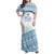 Fiji Rugby 2025 Custom Family Matching Off Shoulder Maxi Dress and Hawaiian Shirt Fijian Tapa Toso Viti Toso - White