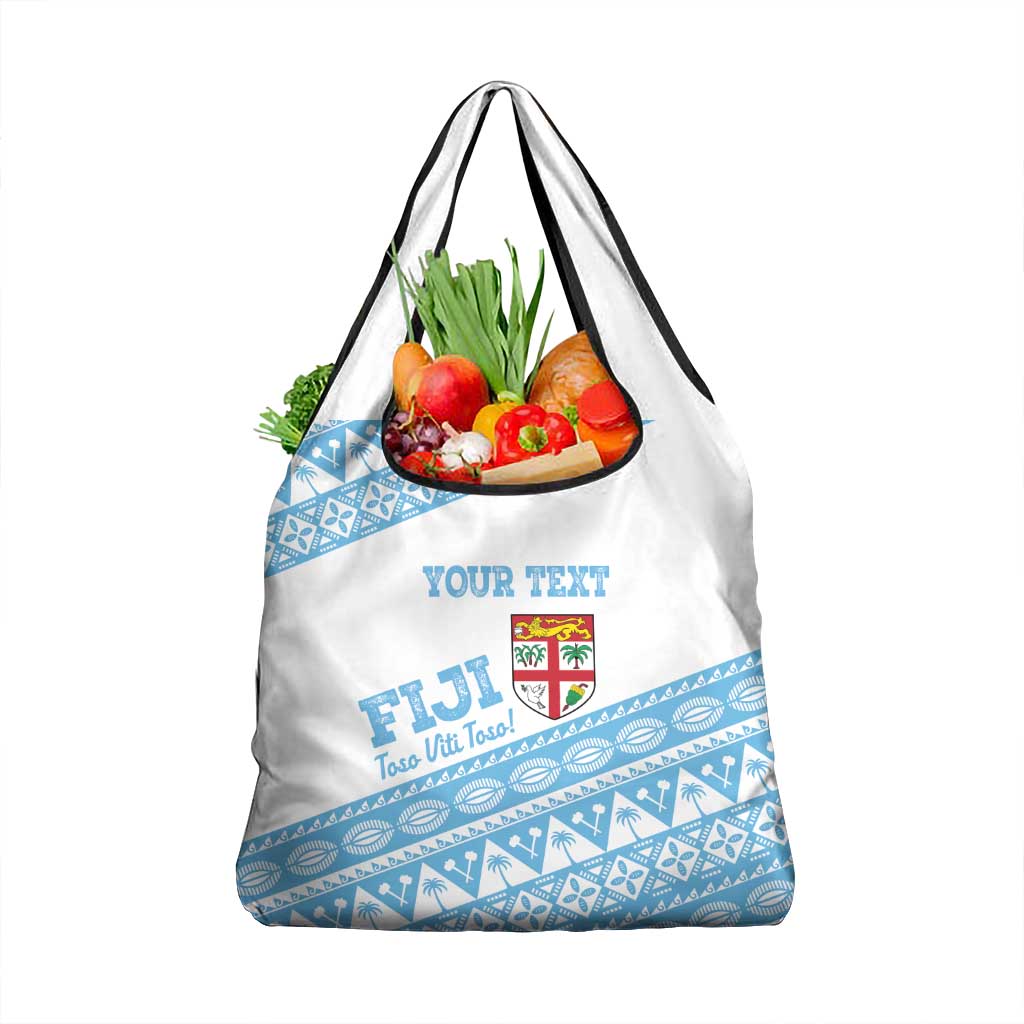 Fiji Rugby 2025 Custom Grocery Bag Fijian Tapa Toso Viti Toso - White