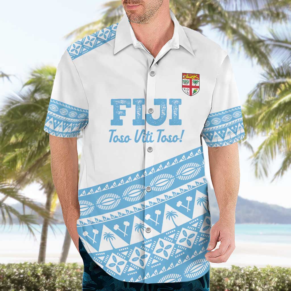 Fiji Rugby 2025 Custom Hawaiian Shirt Fijian Tapa Toso Viti Toso - White LT14 - Polynesian Pride