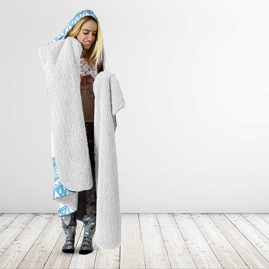 Fiji Rugby 2025 Custom Hooded Blanket Fijian Tapa Toso Viti Toso - White LT14 - Polynesian Pride