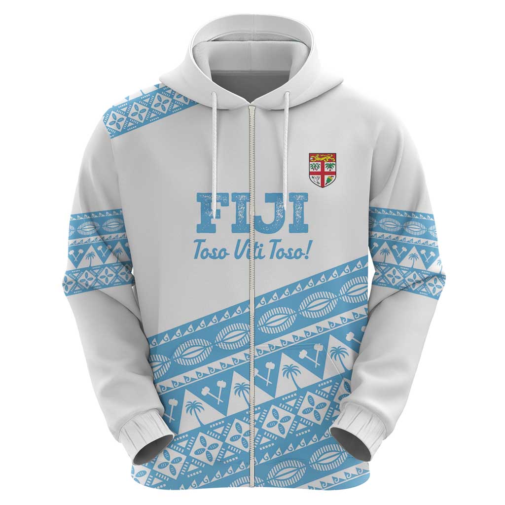 Fiji Rugby 2025 Custom Hoodie Fijian Tapa Toso Viti Toso - White LT14 - Polynesian Pride