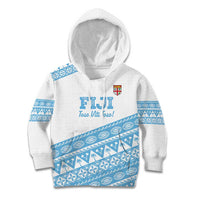Fiji Rugby 2025 Custom Kid Hoodie Fijian Tapa Toso Viti Toso - White LT14 Hoodie White - Polynesian Pride
