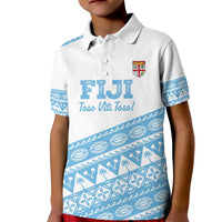 Fiji Rugby 2025 Custom Kid Polo Shirt Fijian Tapa Toso Viti Toso - White