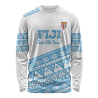 Fiji Rugby 2025 Custom Long Sleeve Shirt Fijian Tapa Toso Viti Toso - White LT14 Unisex White - Polynesian Pride