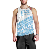 Fiji Rugby 2025 Custom Men Tank Top Fijian Tapa Toso Viti Toso - White LT14 - Polynesian Pride