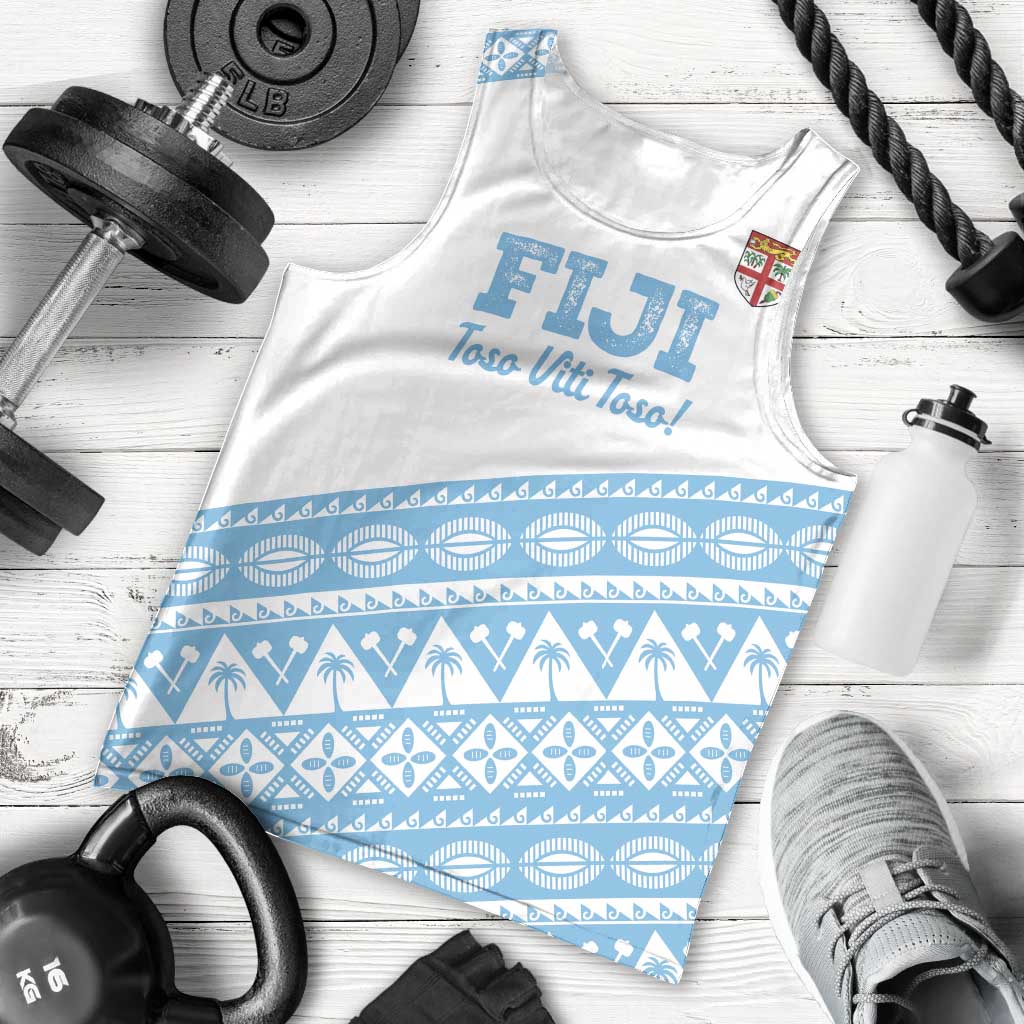 Fiji Rugby 2025 Custom Men Tank Top Fijian Tapa Toso Viti Toso - White LT14 - Polynesian Pride