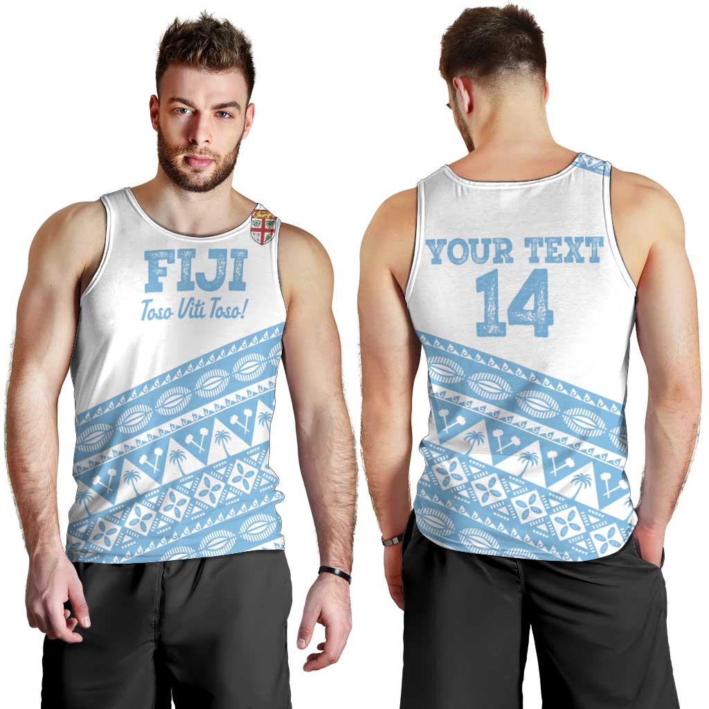 Fiji Rugby 2025 Custom Men Tank Top Fijian Tapa Toso Viti Toso - White LT14 - Polynesian Pride