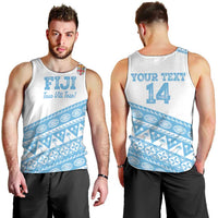 Fiji Rugby 2025 Custom Men Tank Top Fijian Tapa Toso Viti Toso - White LT14 - Polynesian Pride