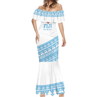Fiji Rugby 2025 Custom Mermaid Dress Fijian Tapa Toso Viti Toso - White LT14 - Polynesian Pride