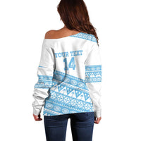 Fiji Rugby 2025 Custom Off Shoulder Sweater Fijian Tapa Toso Viti Toso - White LT14 - Polynesian Pride