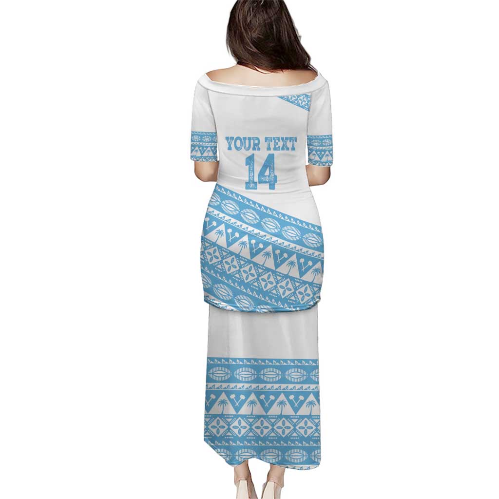 Fiji Rugby 2025 Custom Puletasi Fijian Tapa Toso Viti Toso - White LT14 - Polynesian Pride
