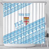 Fiji Rugby 2025 Custom Shower Curtain Fijian Tapa Toso Viti Toso - White LT14 - Polynesian Pride
