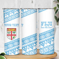 Fiji Rugby 2025 Custom Skinny Tumbler Fijian Tapa Toso Viti Toso - White LT14 - Polynesian Pride