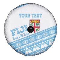 Fiji Rugby 2025 Custom Spare Tire Cover Fijian Tapa Toso Viti Toso - White LT14 - Polynesian Pride
