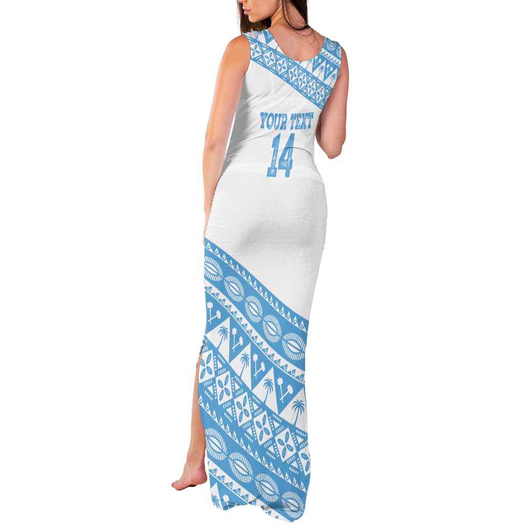 Fiji Rugby 2025 Custom Tank Maxi Dress Fijian Tapa Toso Viti Toso - White LT14 - Polynesian Pride