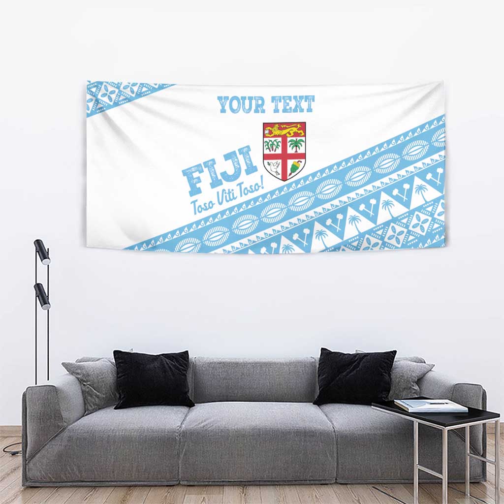 Fiji Rugby 2025 Custom Tapestry Fijian Tapa Toso Viti Toso - White