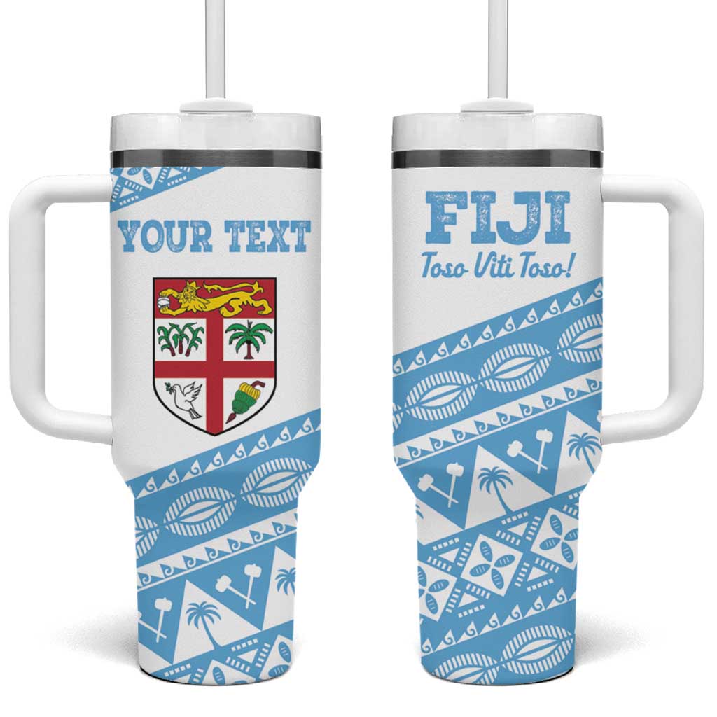 Fiji Rugby 2025 Custom Tumbler With Handle Fijian Tapa Toso Viti Toso - White LT14 One Size: 40 oz White - Polynesian Pride