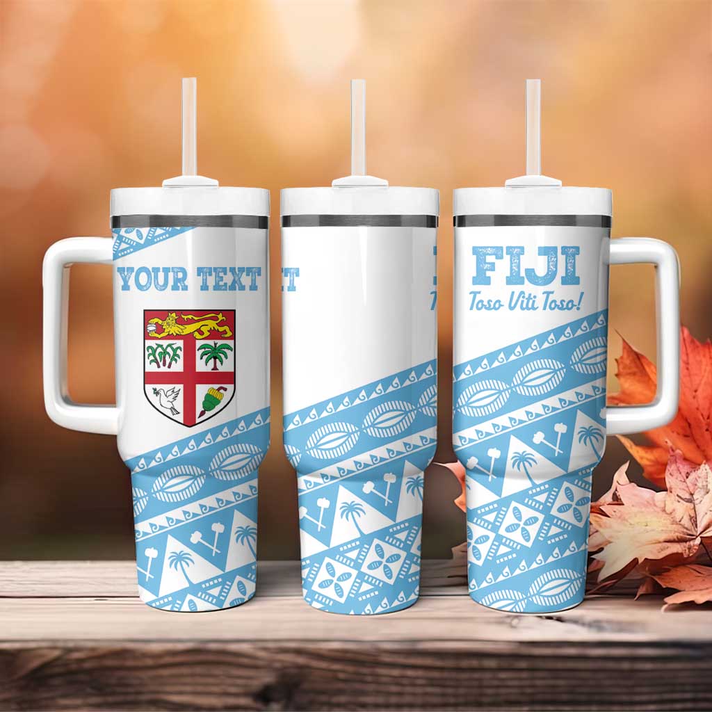 Fiji Rugby 2025 Custom Tumbler With Handle Fijian Tapa Toso Viti Toso - White LT14 - Polynesian Pride