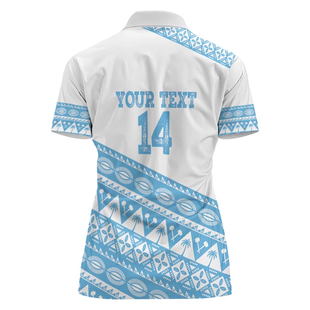 Fiji Rugby 2025 Custom Women Polo Shirt Fijian Tapa Toso Viti Toso - White LT14 - Polynesian Pride