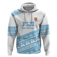 Fiji Rugby 2025 Custom Zip Hoodie Fijian Tapa Toso Viti Toso - White LT14 Pullover Hoodie White - Polynesian Pride