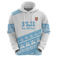 Fiji Rugby 2025 Custom Zip Hoodie Fijian Tapa Toso Viti Toso - White LT14 - Polynesian Pride