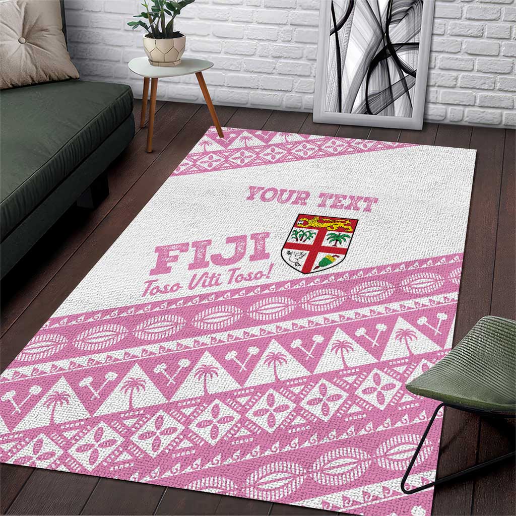 Fiji Rugby 2025 Custom Area Rug Fijian Tapa Toso Viti Toso - Pink LT14 Pink - Polynesian Pride