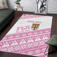 Fiji Rugby 2025 Custom Area Rug Fijian Tapa Toso Viti Toso - Pink LT14 Pink - Polynesian Pride
