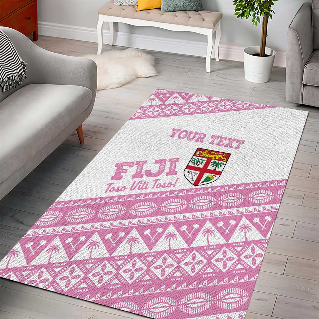 Fiji Rugby 2025 Custom Area Rug Fijian Tapa Toso Viti Toso - Pink LT14 - Polynesian Pride