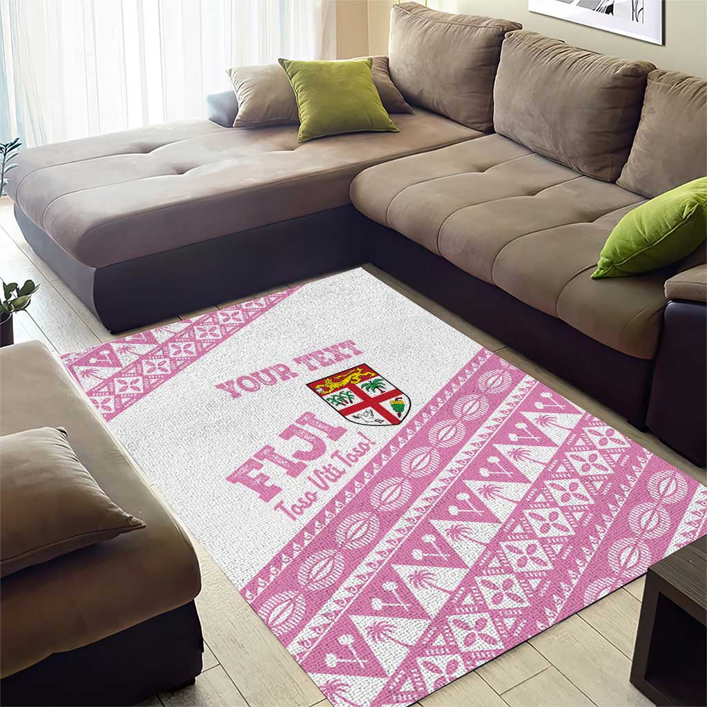 Fiji Rugby 2025 Custom Area Rug Fijian Tapa Toso Viti Toso - Pink LT14 - Polynesian Pride