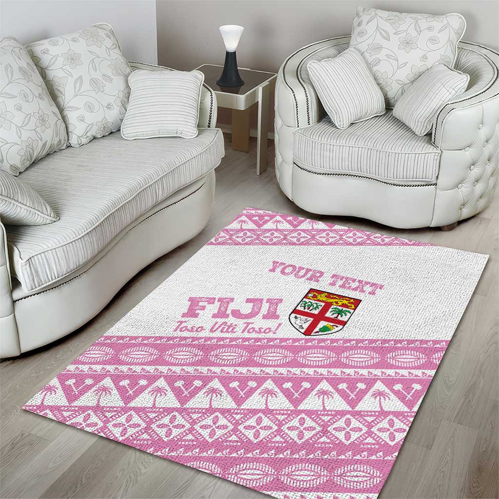 Fiji Rugby 2025 Custom Area Rug Fijian Tapa Toso Viti Toso - Pink LT14 - Polynesian Pride