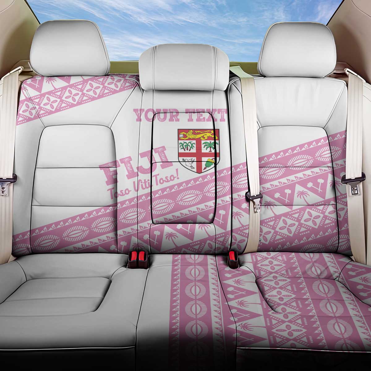 Fiji Rugby 2025 Custom Back Car Seat Cover Fijian Tapa Toso Viti Toso - Pink LT14 One Size Pink - Polynesian Pride