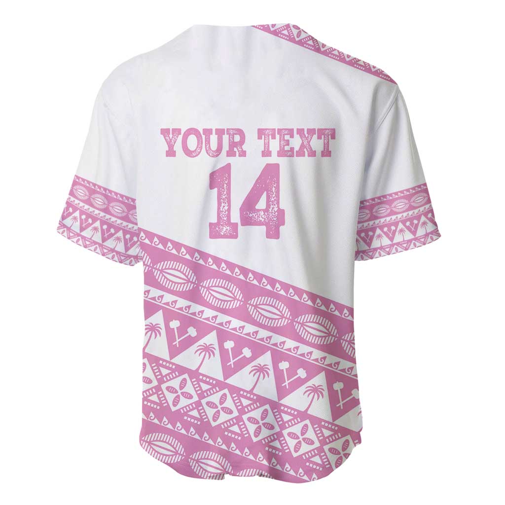 Fiji Rugby 2025 Custom Baseball Jersey Fijian Tapa Toso Viti Toso - Pink LT14 - Polynesian Pride