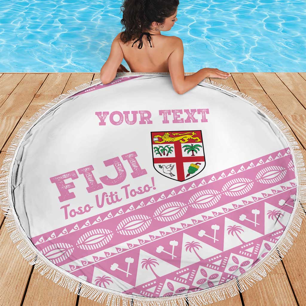 Fiji Rugby 2025 Custom Beach Blanket Fijian Tapa Toso Viti Toso - Pink LT14 - Polynesian Pride
