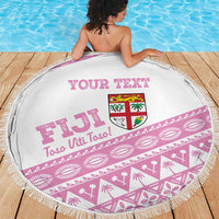 Fiji Rugby 2025 Custom Beach Blanket Fijian Tapa Toso Viti Toso - Pink LT14 - Polynesian Pride