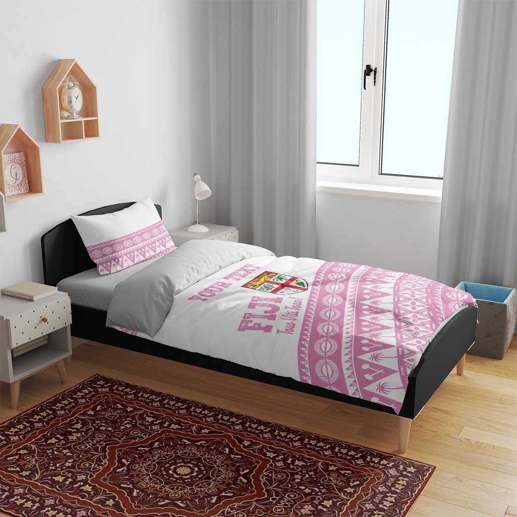 Fiji Rugby 2025 Custom Bedding Set Fijian Tapa Toso Viti Toso - Pink