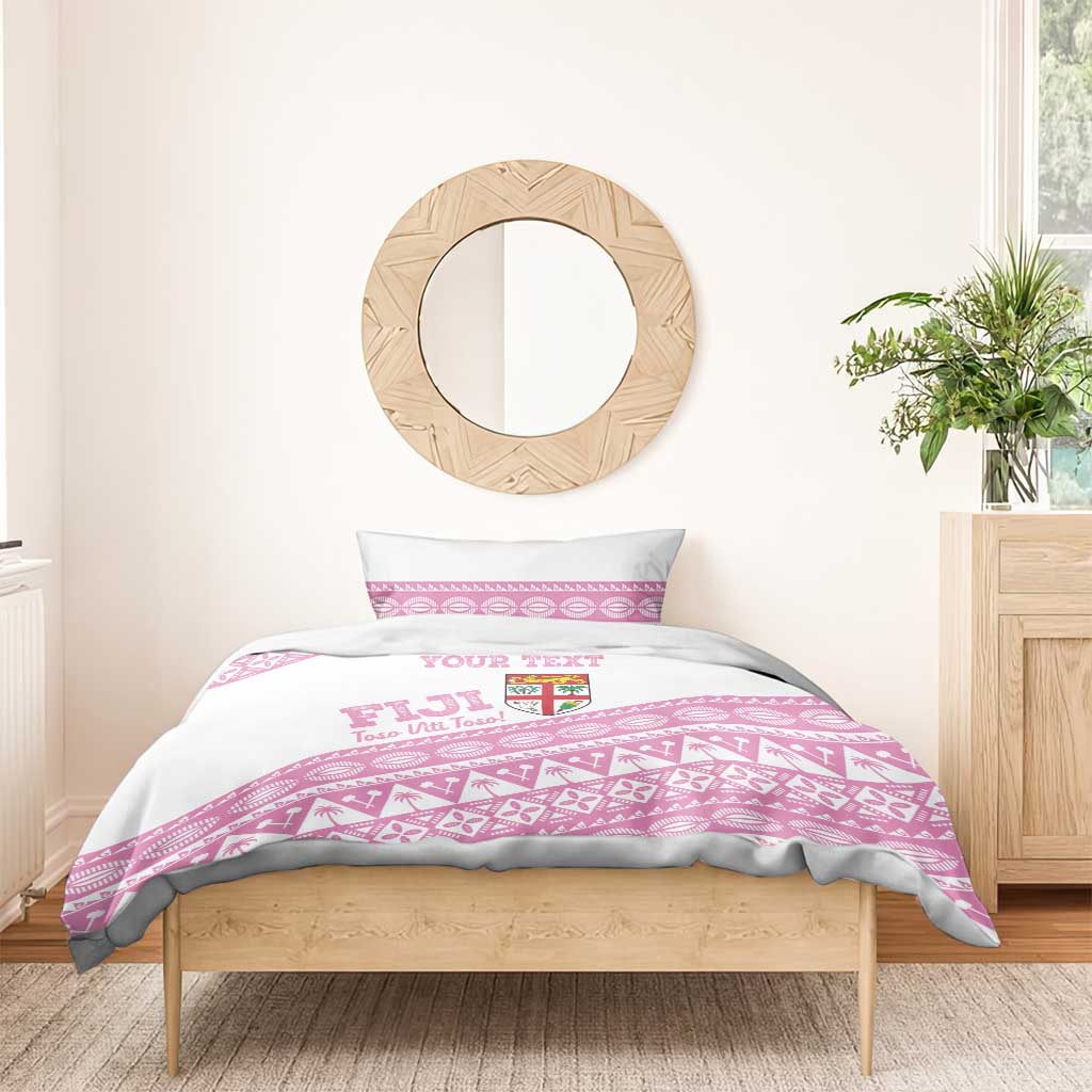 Fiji Rugby 2025 Custom Bedding Set Fijian Tapa Toso Viti Toso - Pink